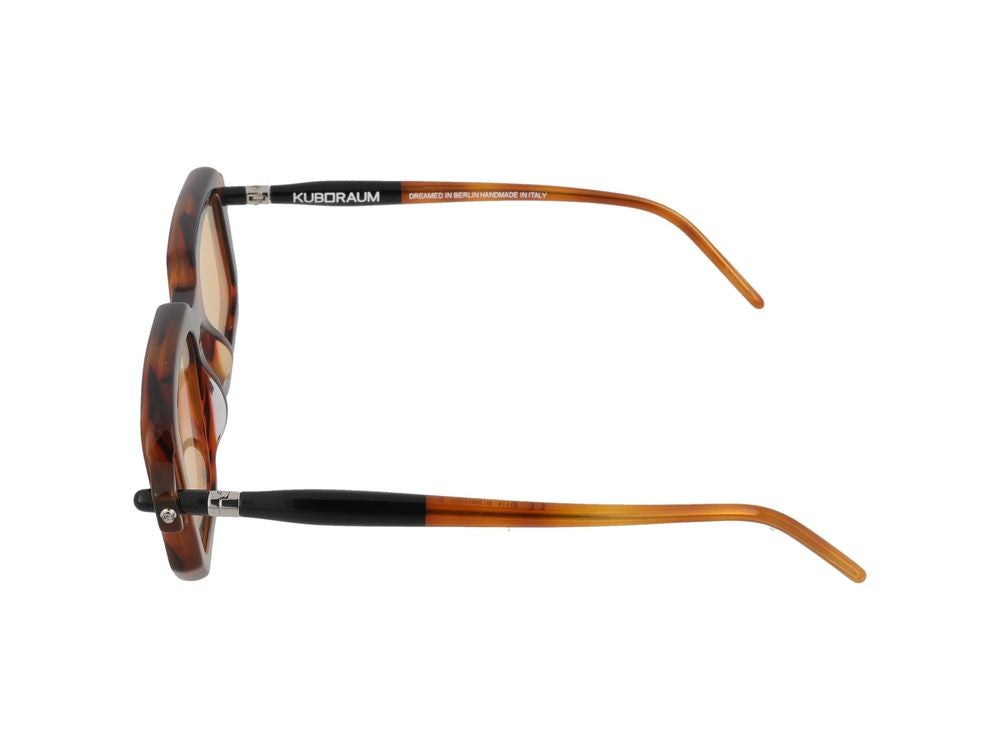 Kuboraum Tortoiseshell Acetate Metallic Accent Square Sunglasses