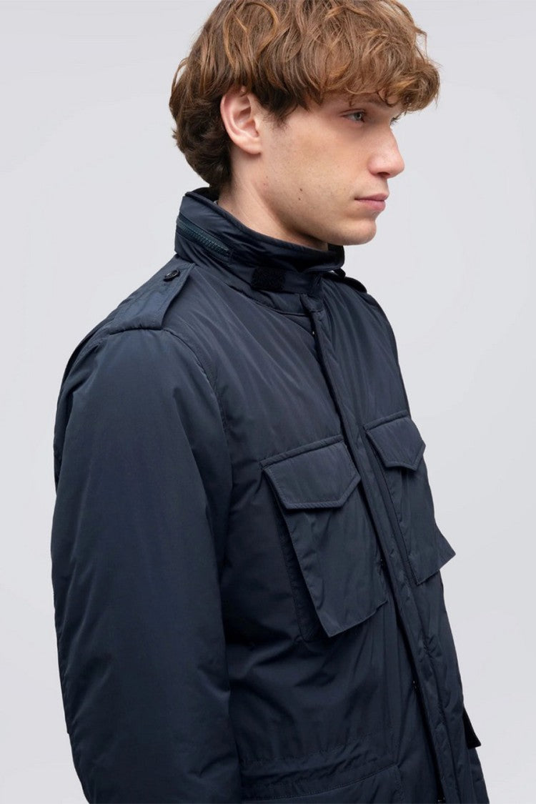 Aspesi Navy Minifield Vento Flap Pocket Polyester Field Jacket