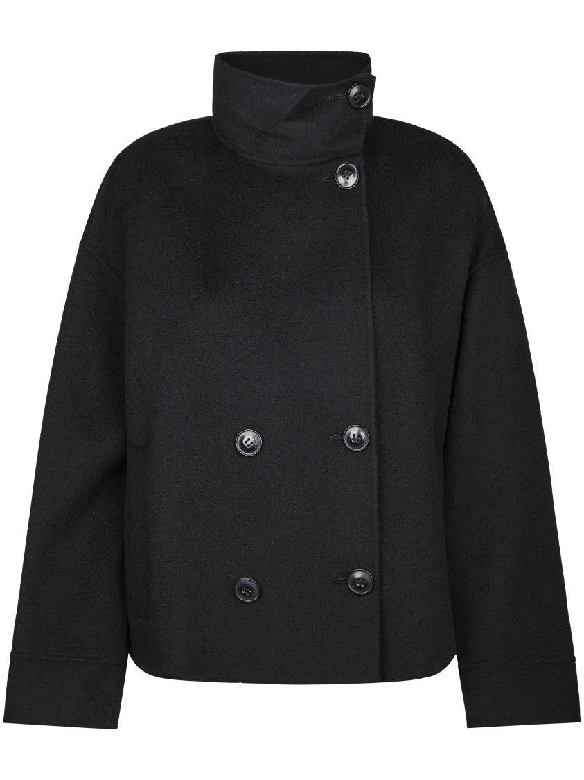 Max Mara Boxy Cropped Coat With High Stand Collar And Double-Breasted Closure