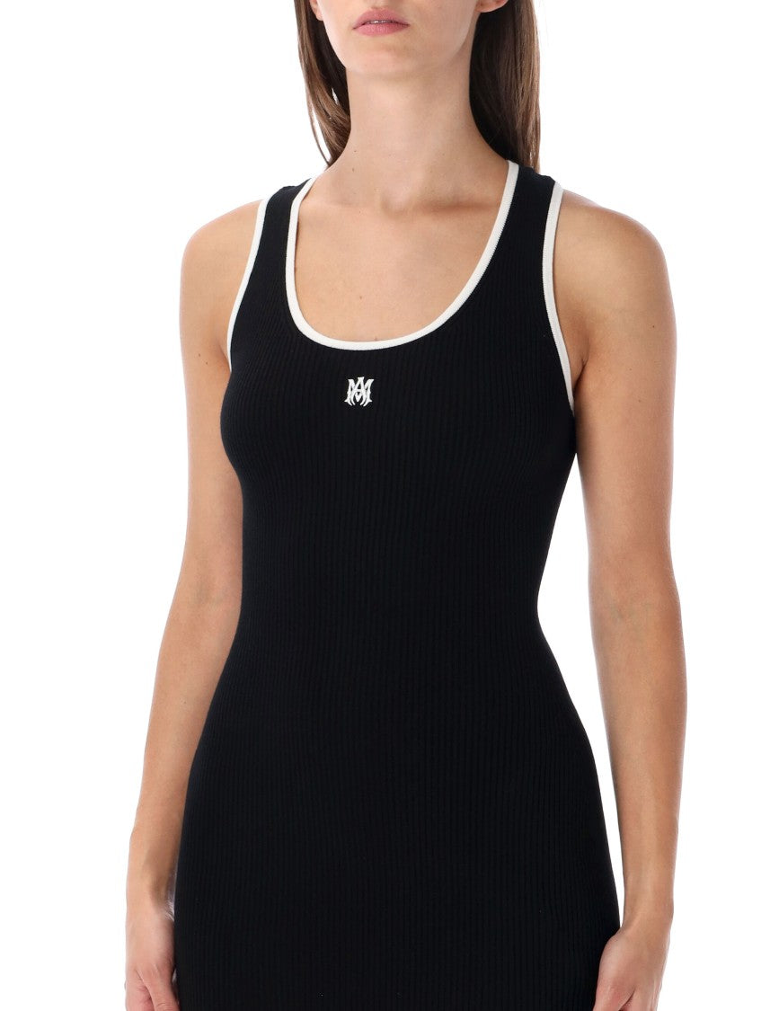 Amiri Ma Rib Knit Contrast Trim Mini Dress