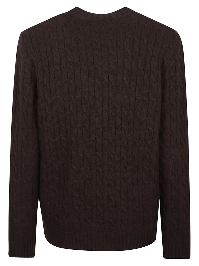 Valentino Garavani Cable Knit Wool Cardigan With V-Neck And Button Front
