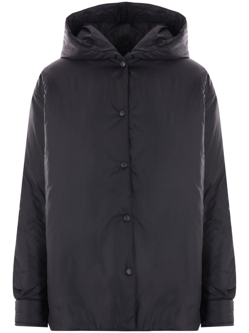 Aspesi Black Boxy Oversized Hooded Coat