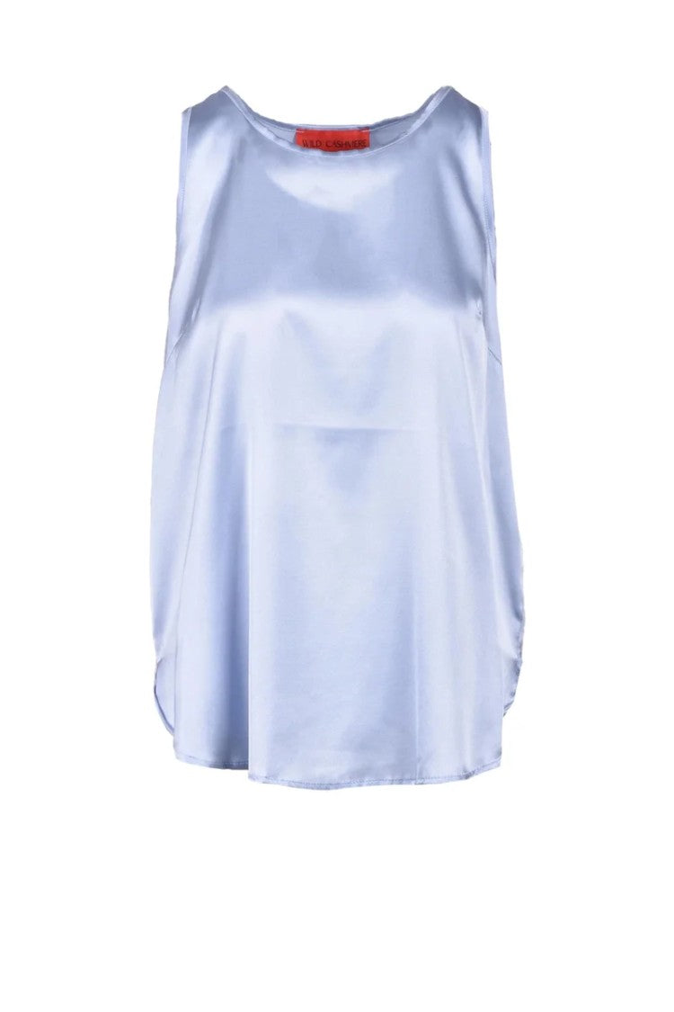 Wild Cashmere Stretch Silk Top - Light Blue