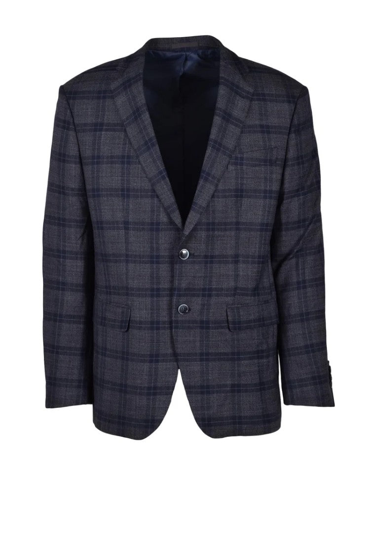 Lebole Blue/Grey Polyester Viscose Elastane Jacket Men's