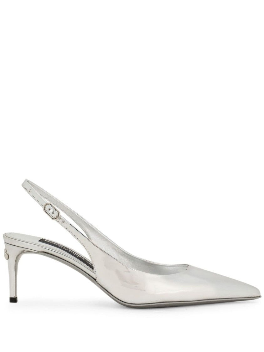 Dolce & Gabbana Silver Slingback Low-Heeled Shoes