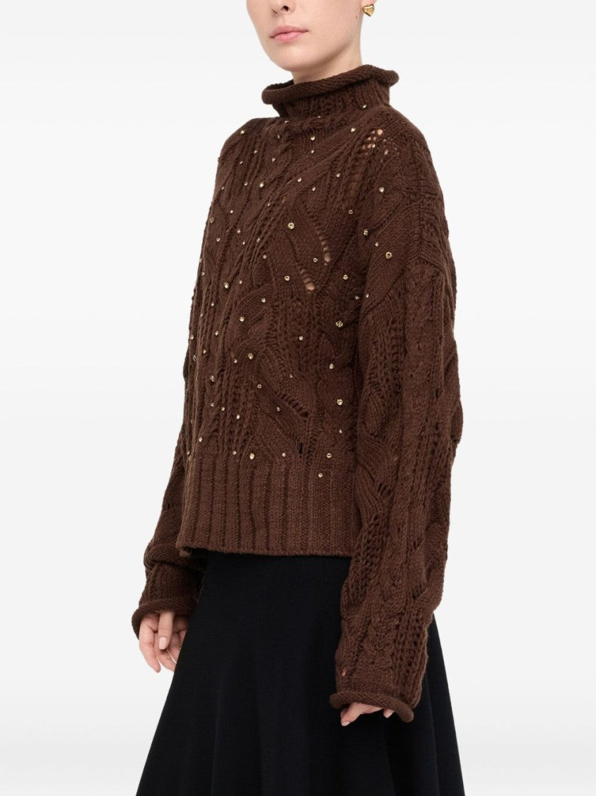 Liu Jo Brown Sweater With Cable Knit