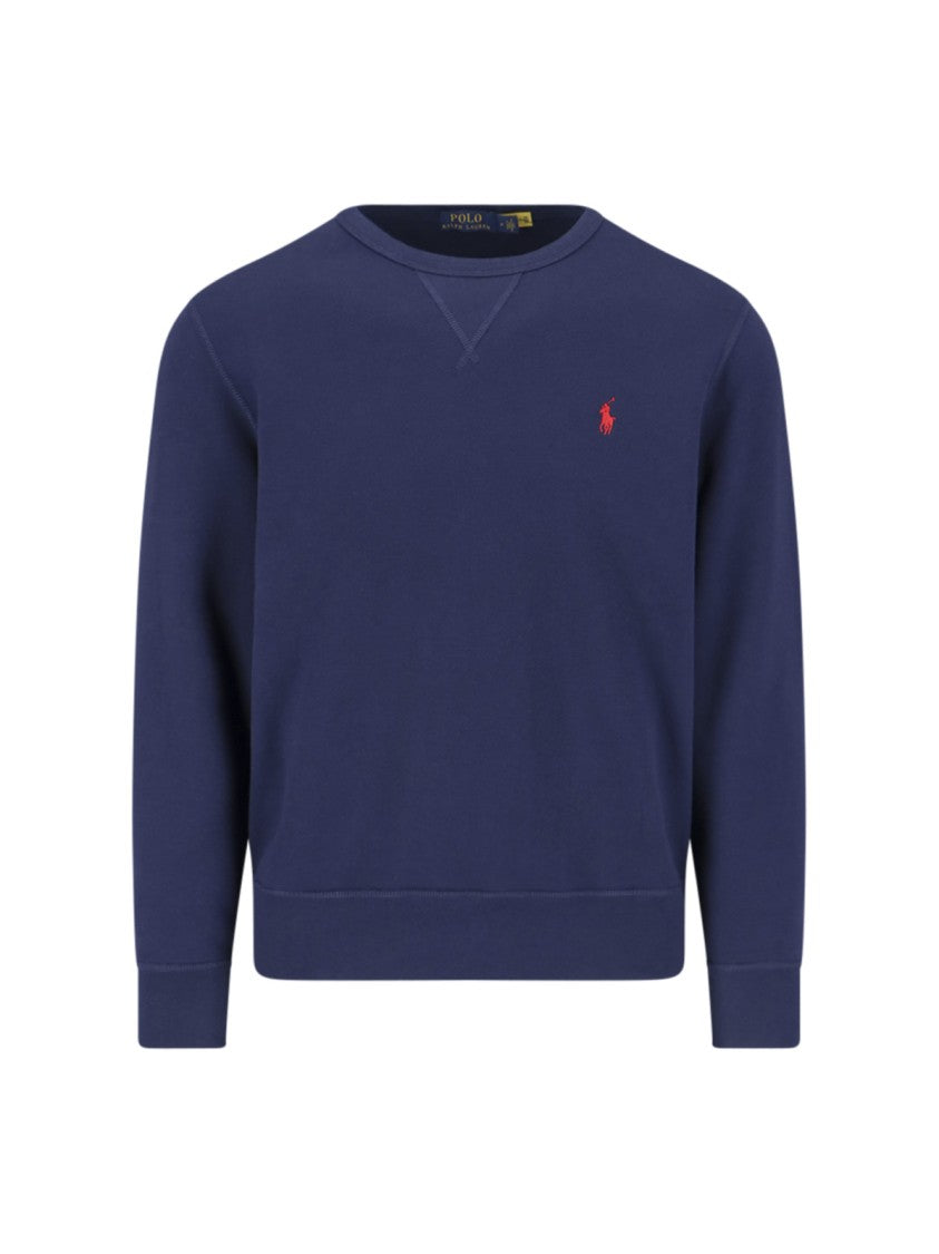 Polo Ralph Lauren Crewneck Sweatshirt With V-Stitch Detail And Embroidered Logo