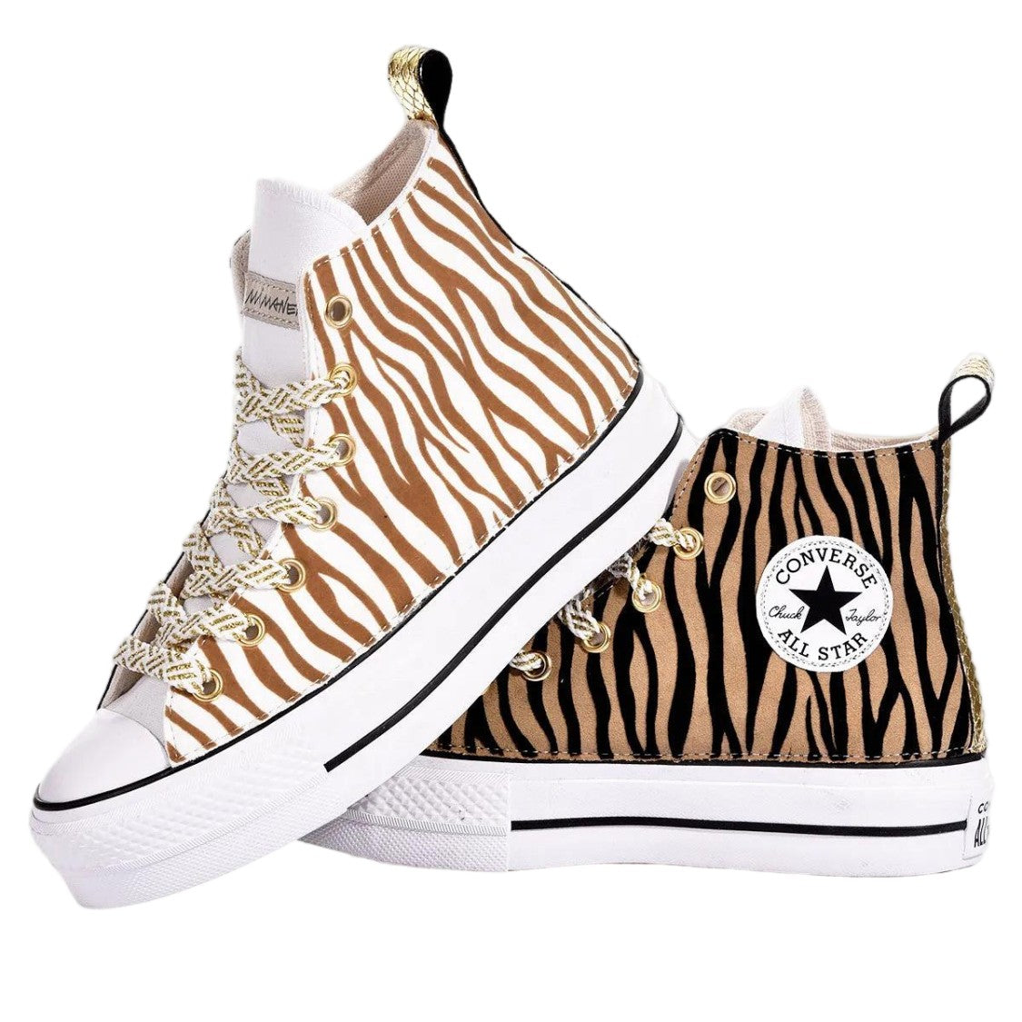 Converse Gold Handmade Zebra Glam Suede Sneakers