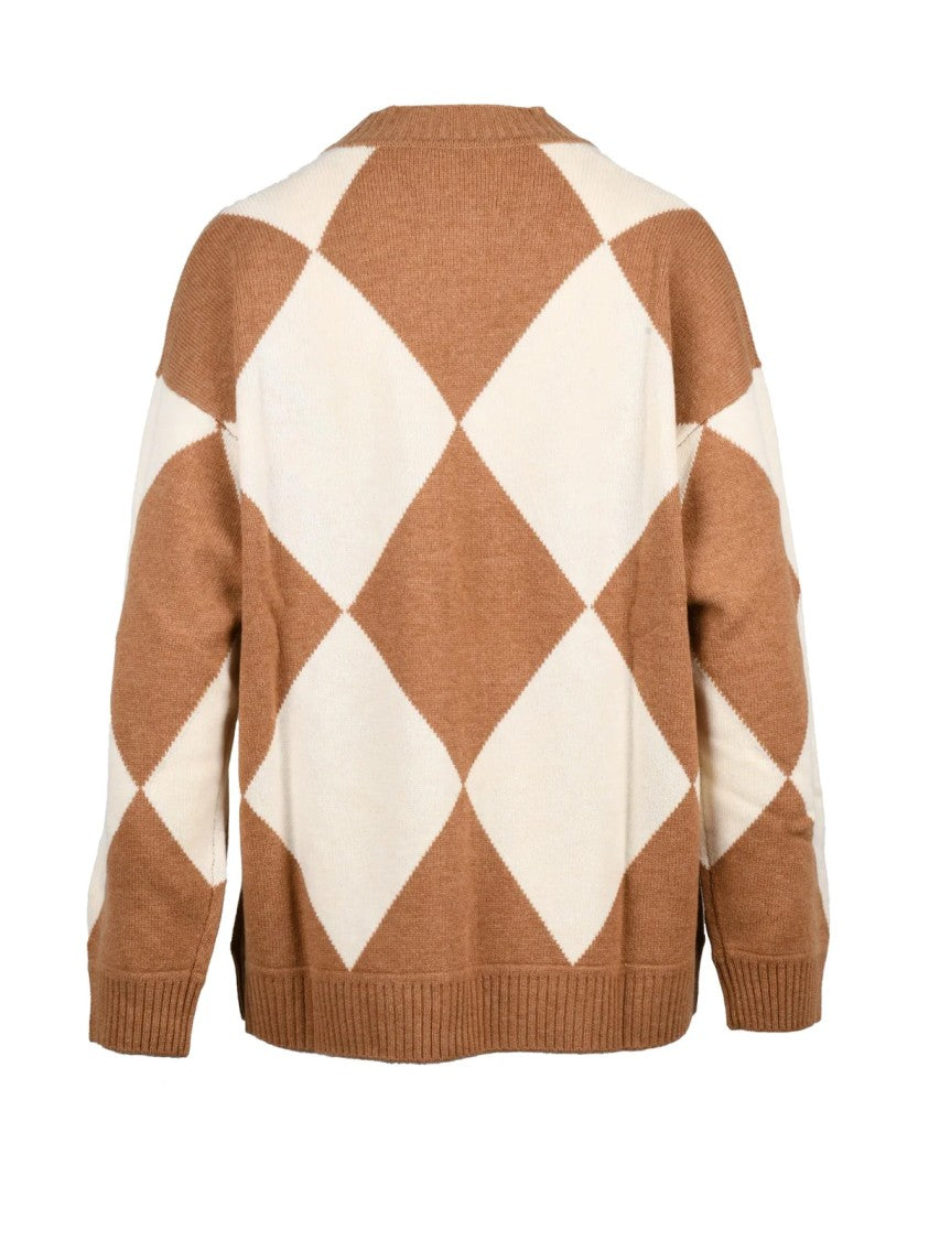 Ballantyne Argyle Pattern Button Cardigan With Oversized Fit