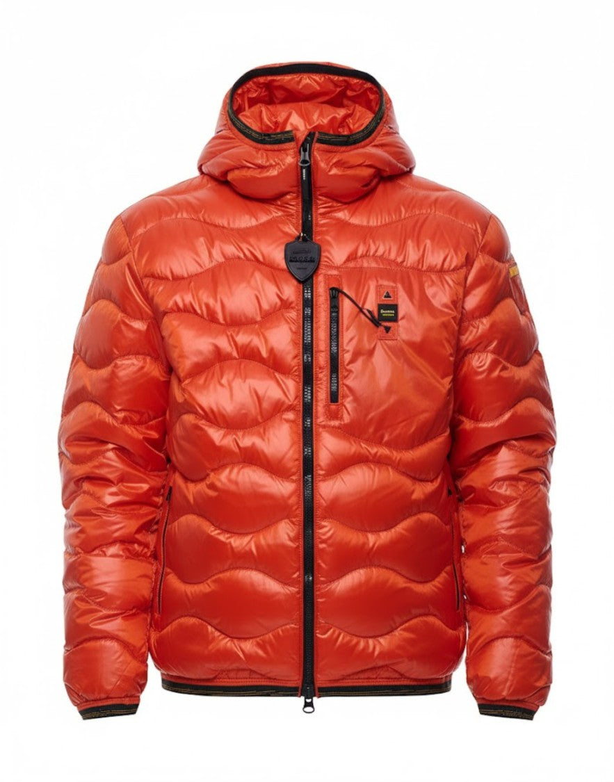 Blauer Wave-Quilted Puffer Jacket With Glossy Finish