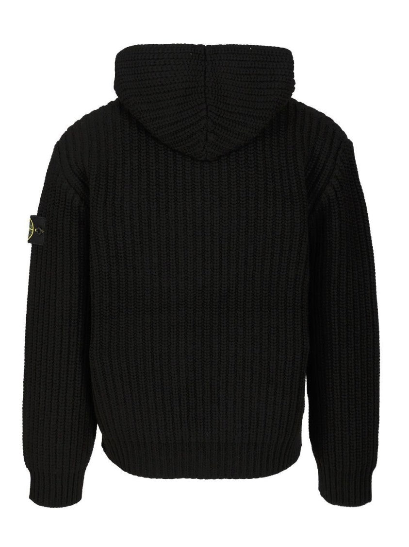 Stone Island Classic Black Sweater In Cashmere-Wool Blend