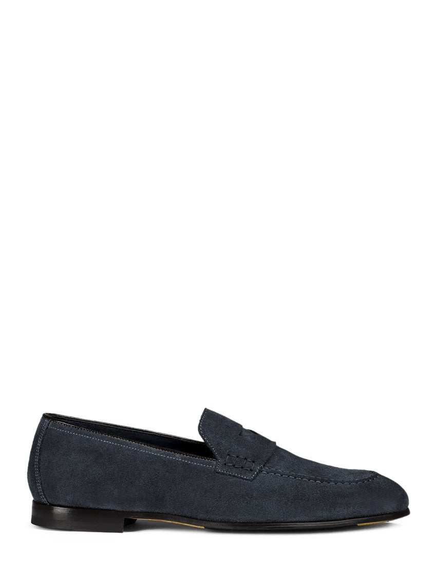 Doucal's Suede Slip-On Flat Shoes With Subtle Stitching