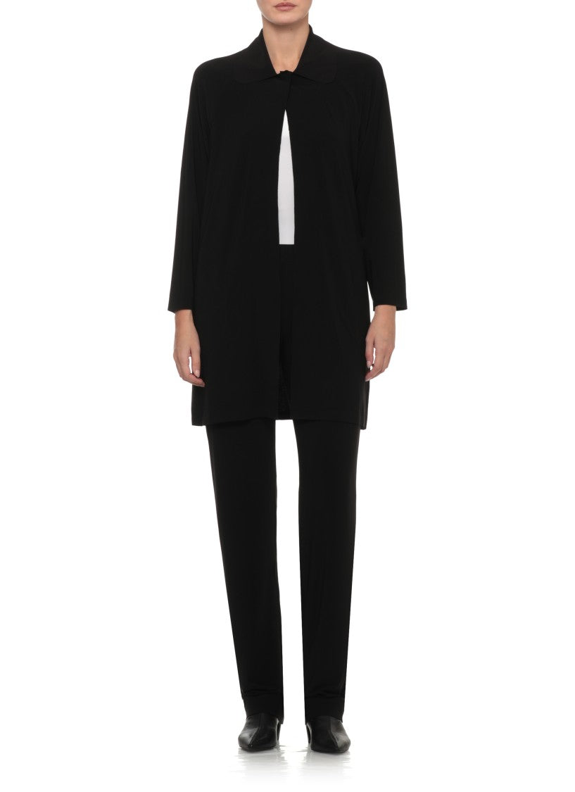 Norma Kamali Black Elastic Waist Side Pockets Straight-Leg Pants