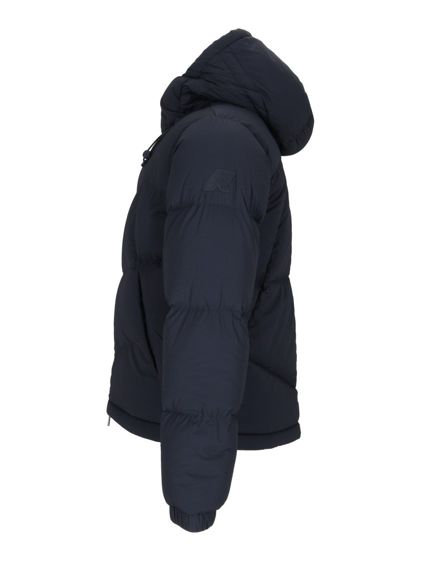 K-Way Padded Short Jacket With Quilted Design And Contrasting Trim