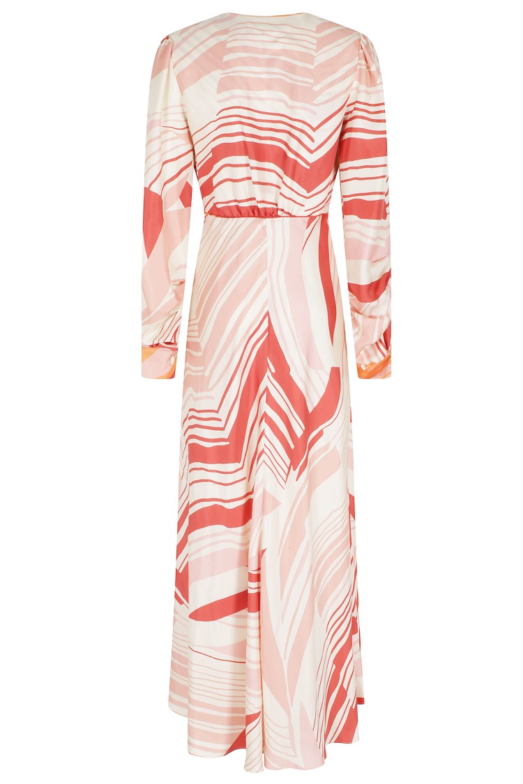 Raquel Diniz Pink Valerie Draped Silk Printed Maxi Dress