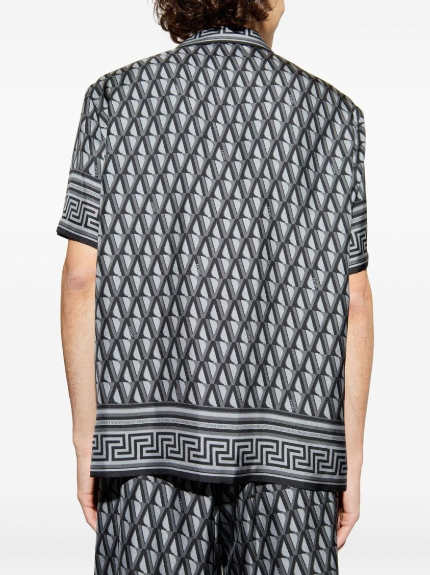 Versace Geometric Pattern Short-Sleeve Versace Shirt