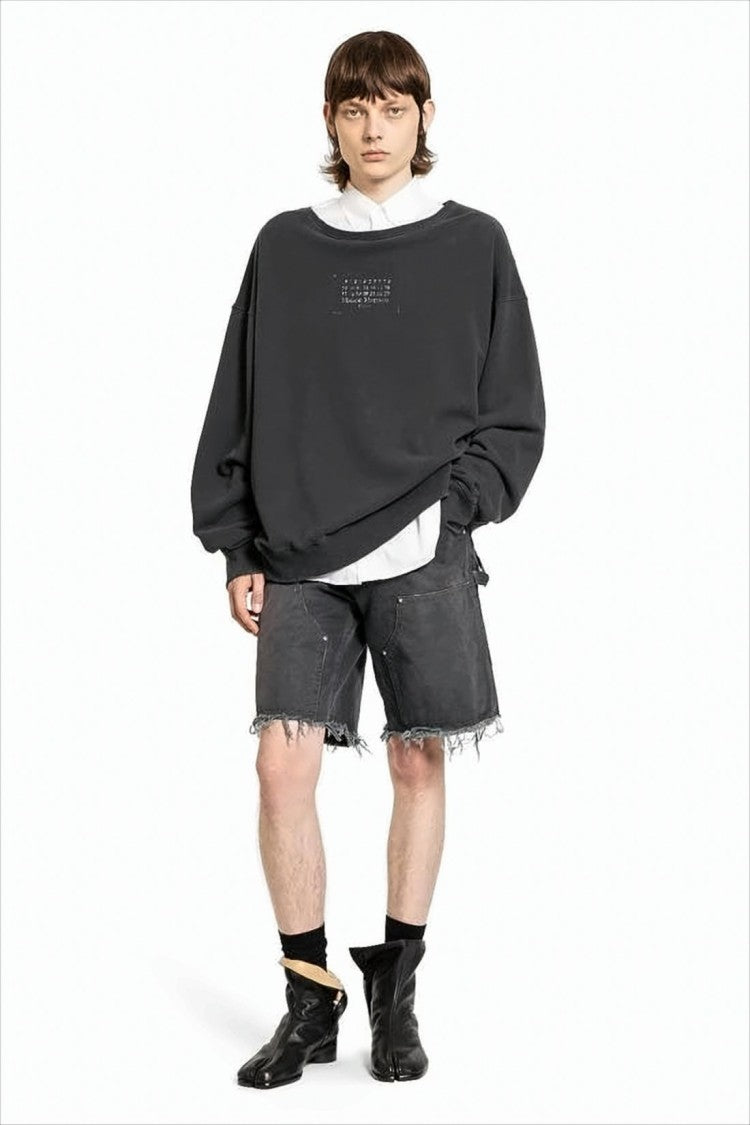 Maison Margiela Mid-Thigh Relaxed Fit Shorts With Distressed Hem And Utility Pockets