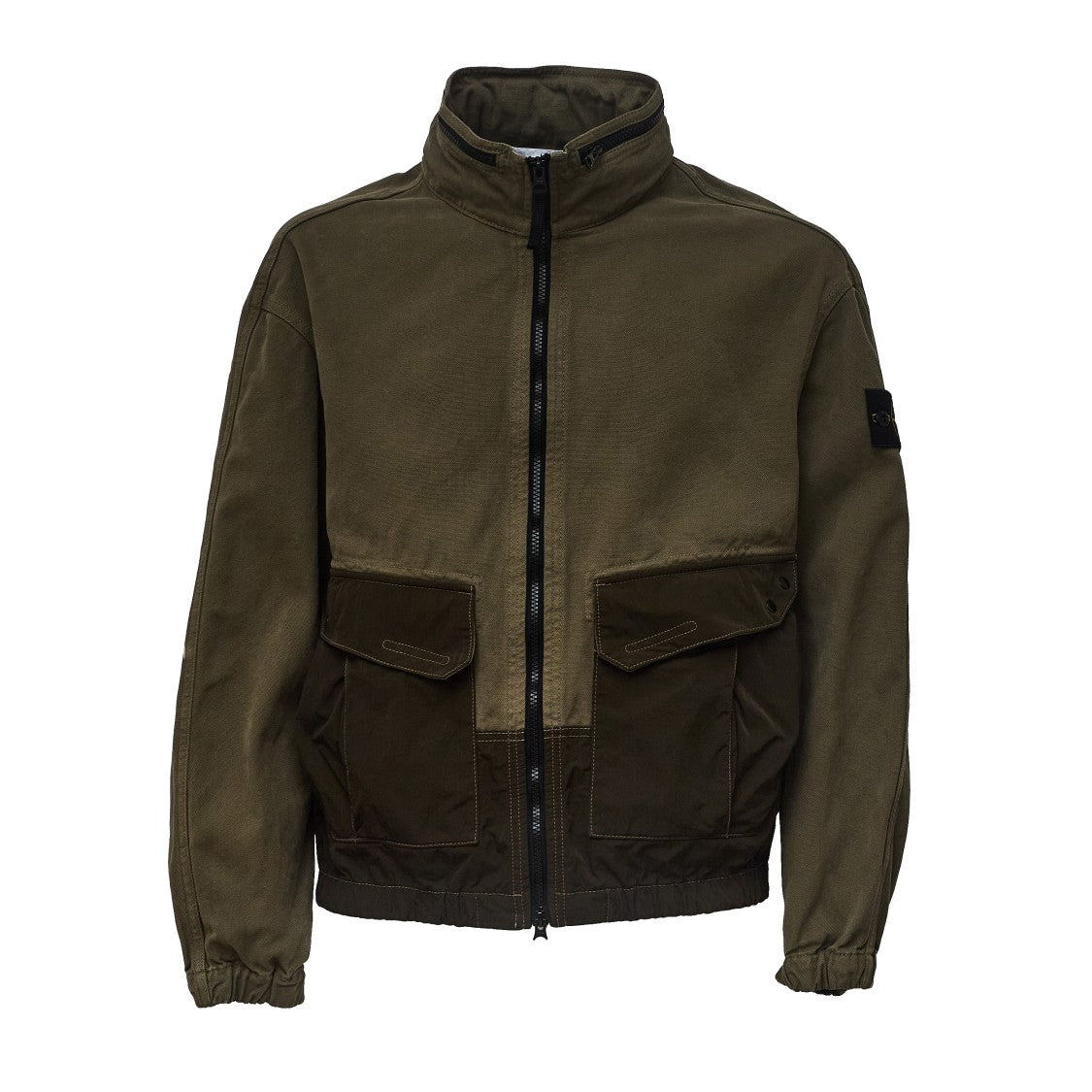 Stone Island Dual-Tone Overshirt With Zip Closure And Removable Logo Patch