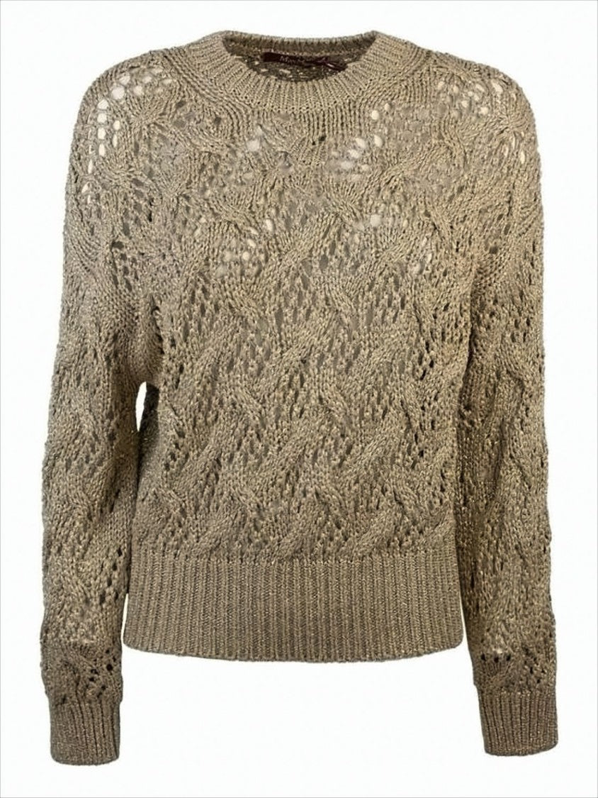 Max Mara Cropped Open-Knit Sweater With Intricate Cable Designs