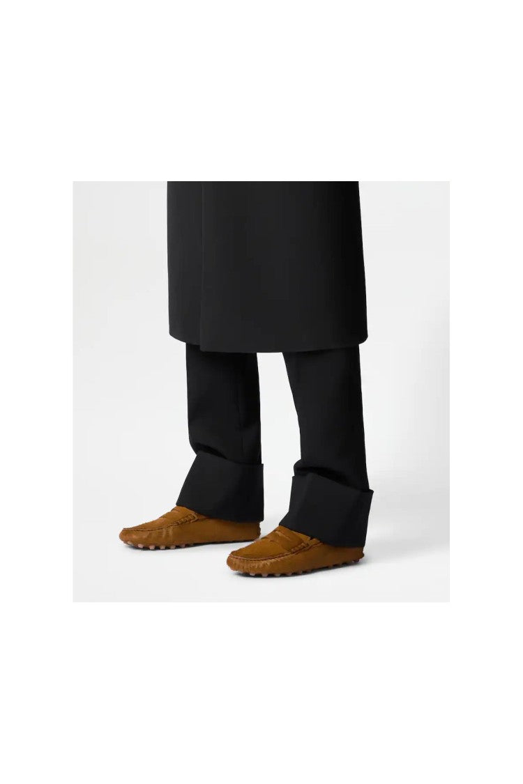 Tod's Brown Rubber Pebble Sole Calf Leather Driving Moccasins
