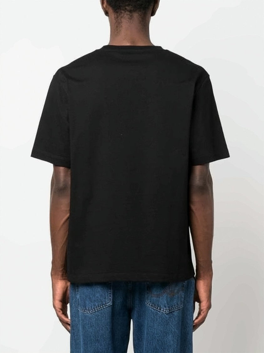 Palm Angels Short-Sleeved Black T-Shirt With Chest Pocket And Trim