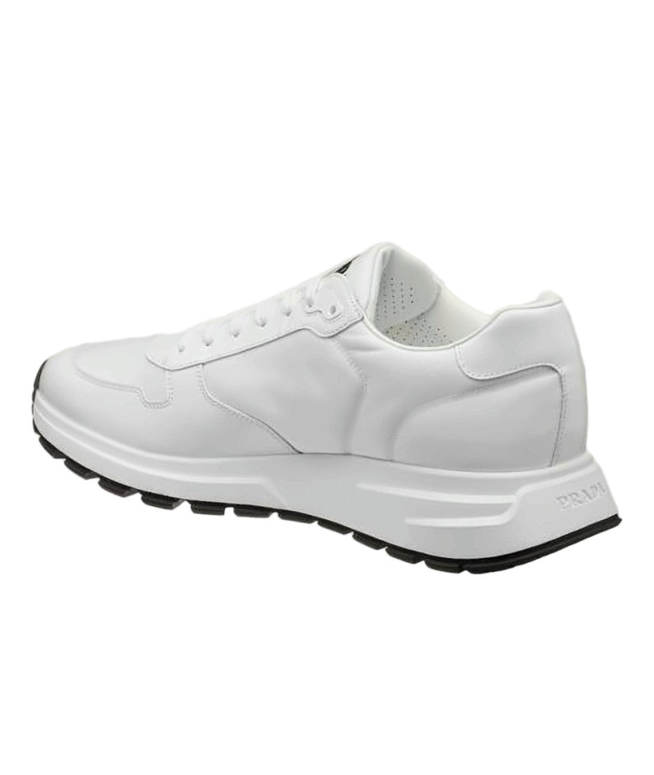 Prada Minimalist White Sneakers With Nylon