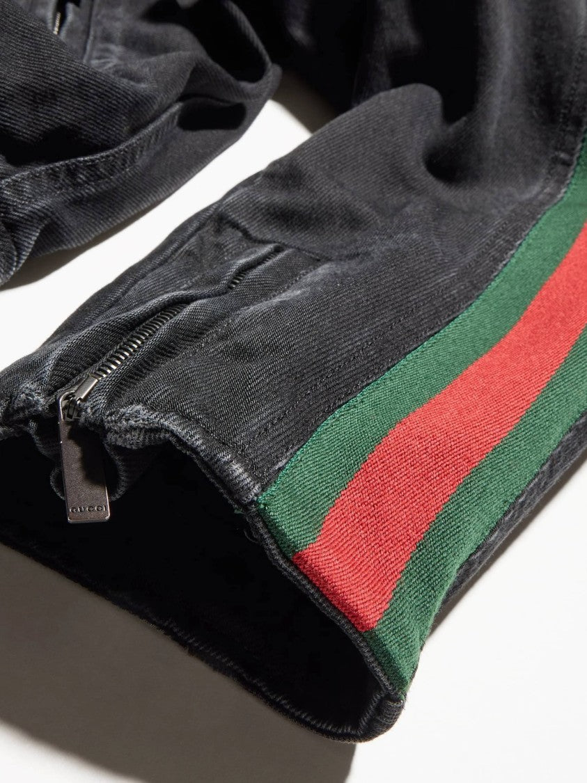 Gucci Biker Jacket With Bold Stripe Accents