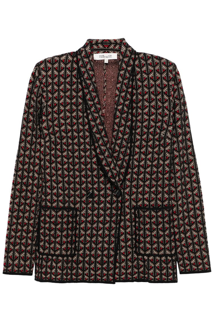 Diane Von Furstenberg Multicolor Wool-Blend Notch-Lapel Blazer