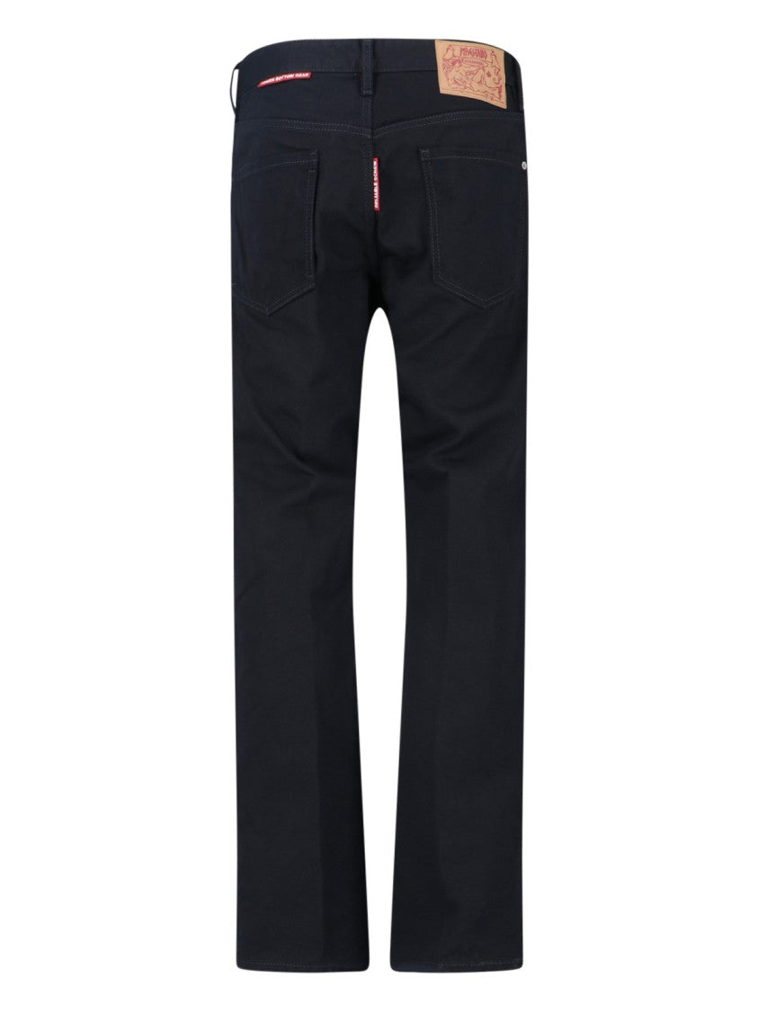 Dsquared2 Straight-Leg Black Denim Jeans With Logo Patches