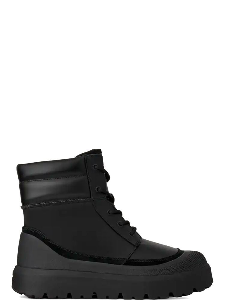 Ugg Black Neumel High Padded Collar Leather Ankle Boots