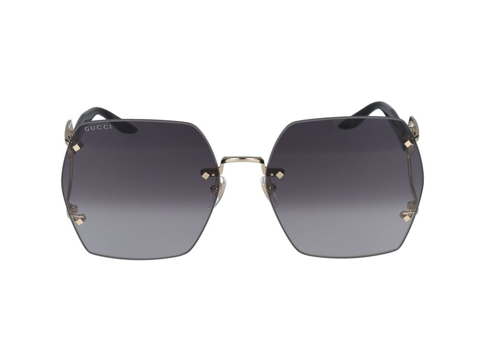 Gucci Gold Gg1562s Oversized Square Metal Sunglasses