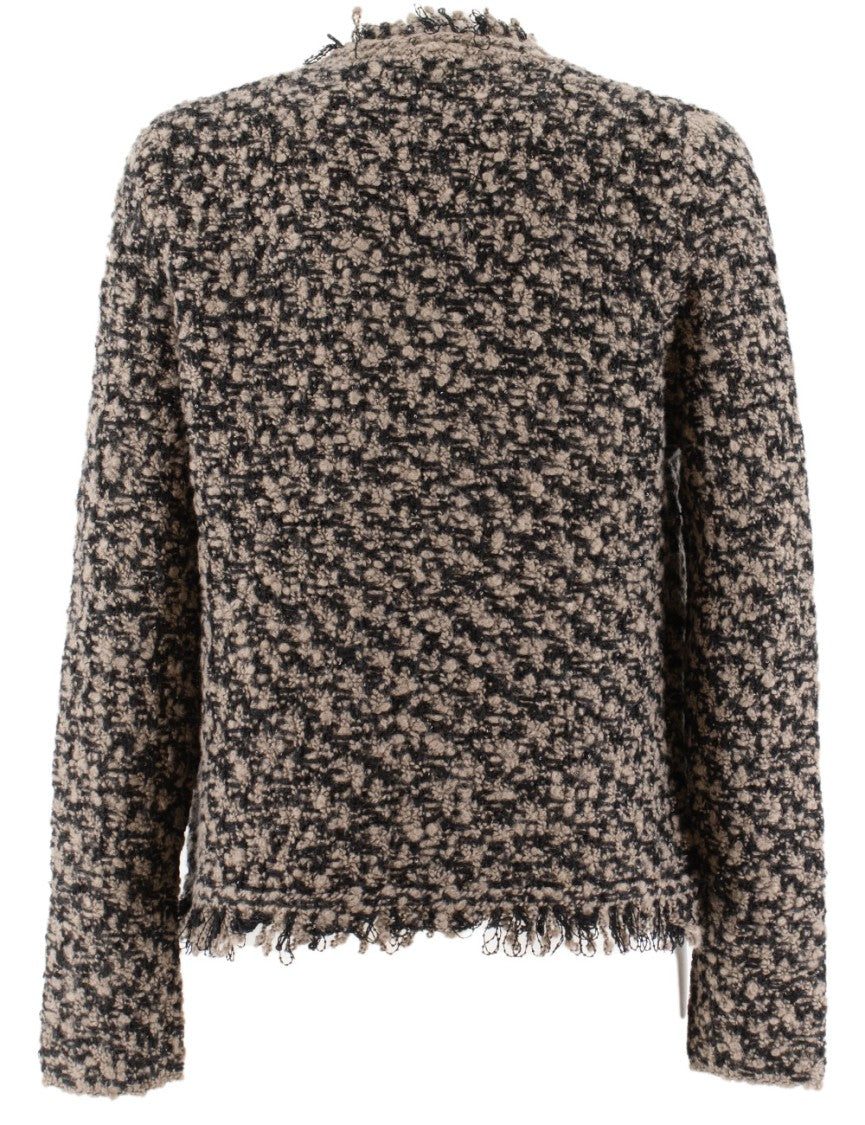 Fabiana Filippi Textured Tweed Jacket With Jewelled Button Accents