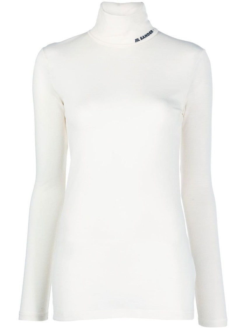 Jil Sander High-Neck Long Sleeve Top With Logo Detail