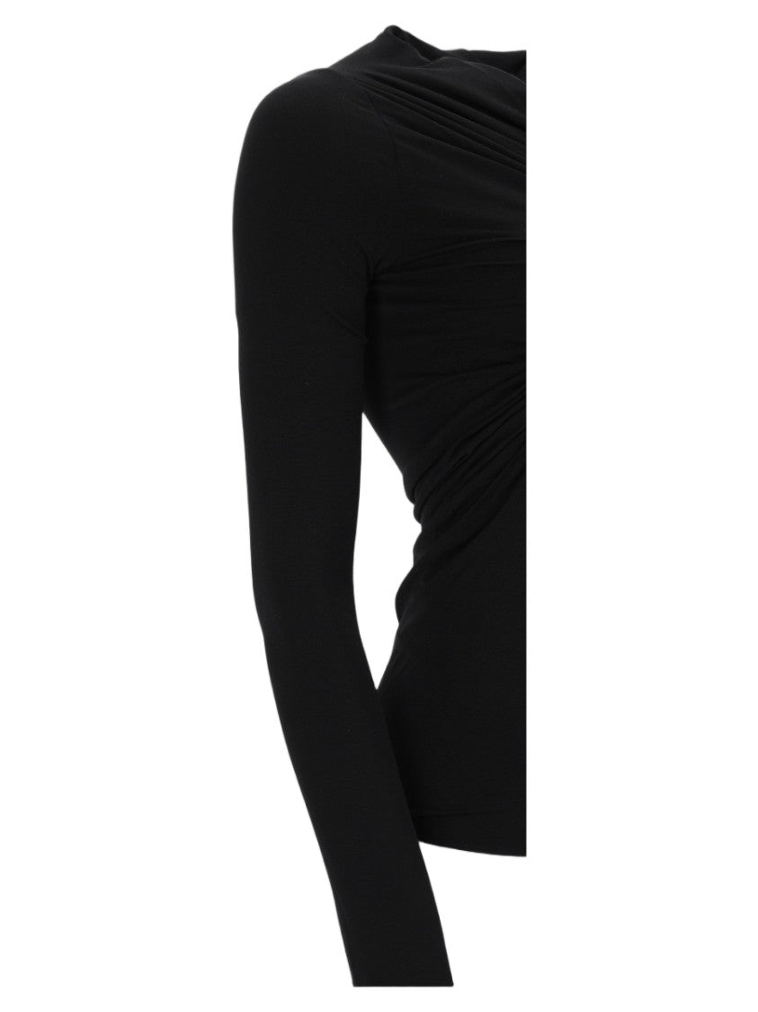 Rick Owens Black Fitted Long-Sleeve Cut-Out Top