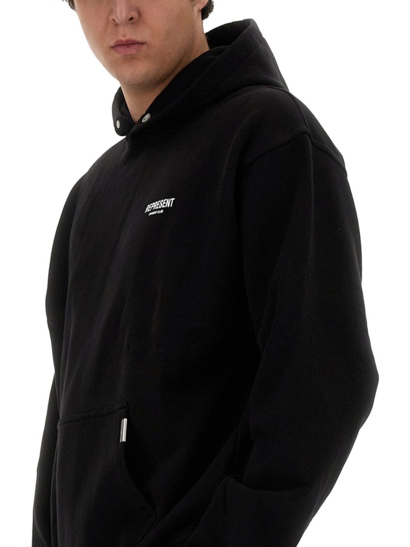 Represent Hooded Black Sweatshirt With Logo Accents