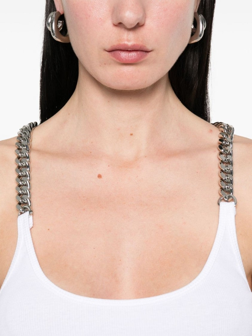 Stella Mccartney Sleeveless White Tank With Chain Detail Straps
