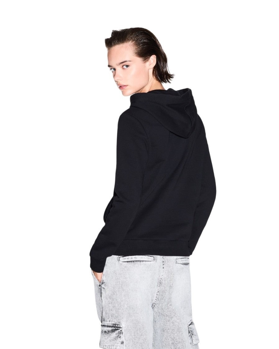 Armani Exchange Black Sweatshirt With Drawstring Hood