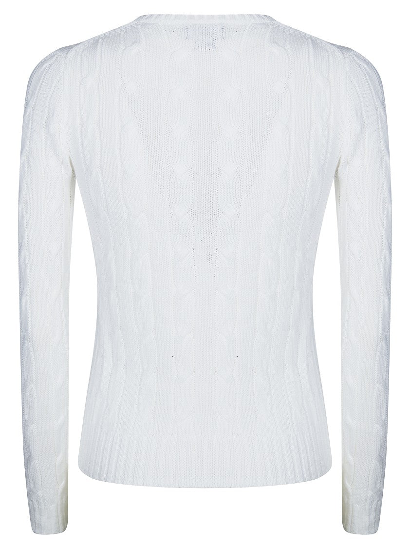Polo Ralph Lauren White Cotton Treccia Crewneck Sweater
