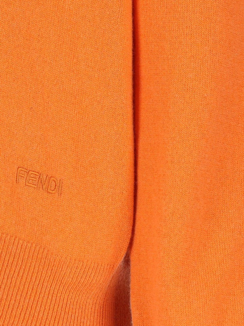 Fendi Vibrant Orange V-Neck Sweater