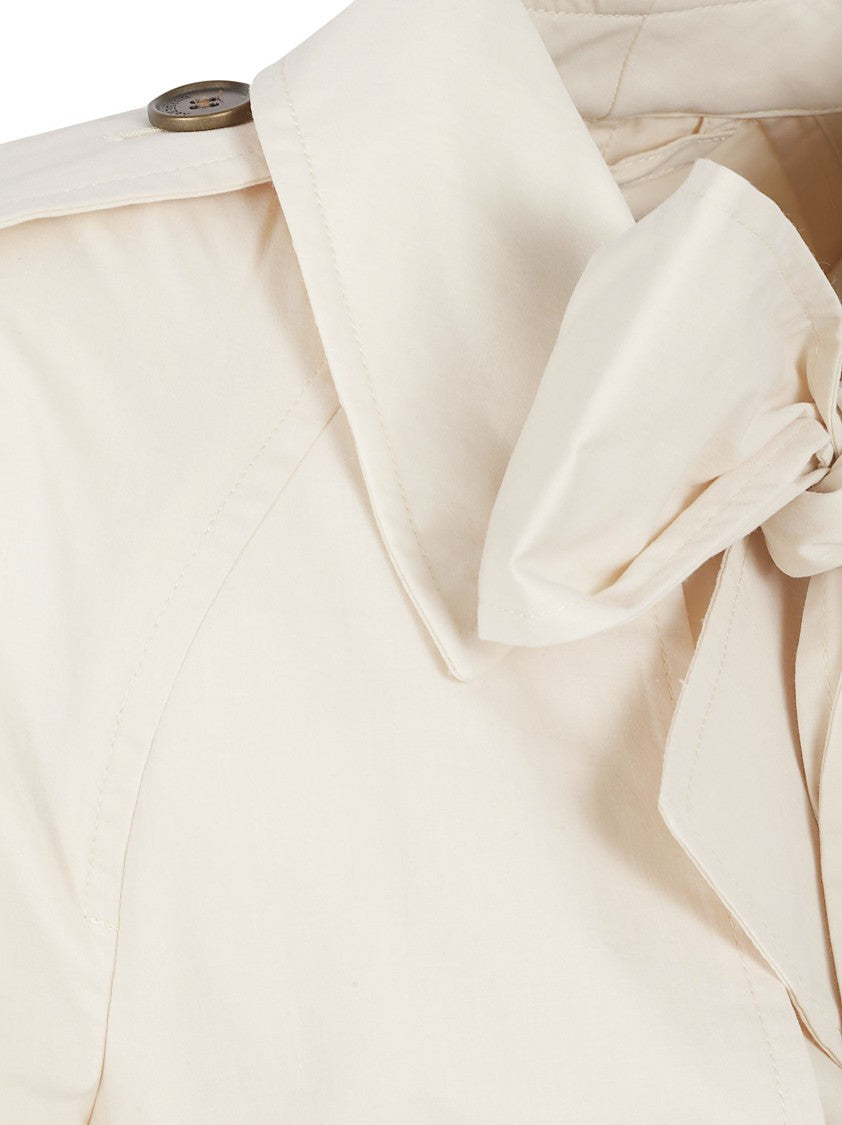 Burberry Trench Coat With Bow Tie Detail And Adjustable Cuffs