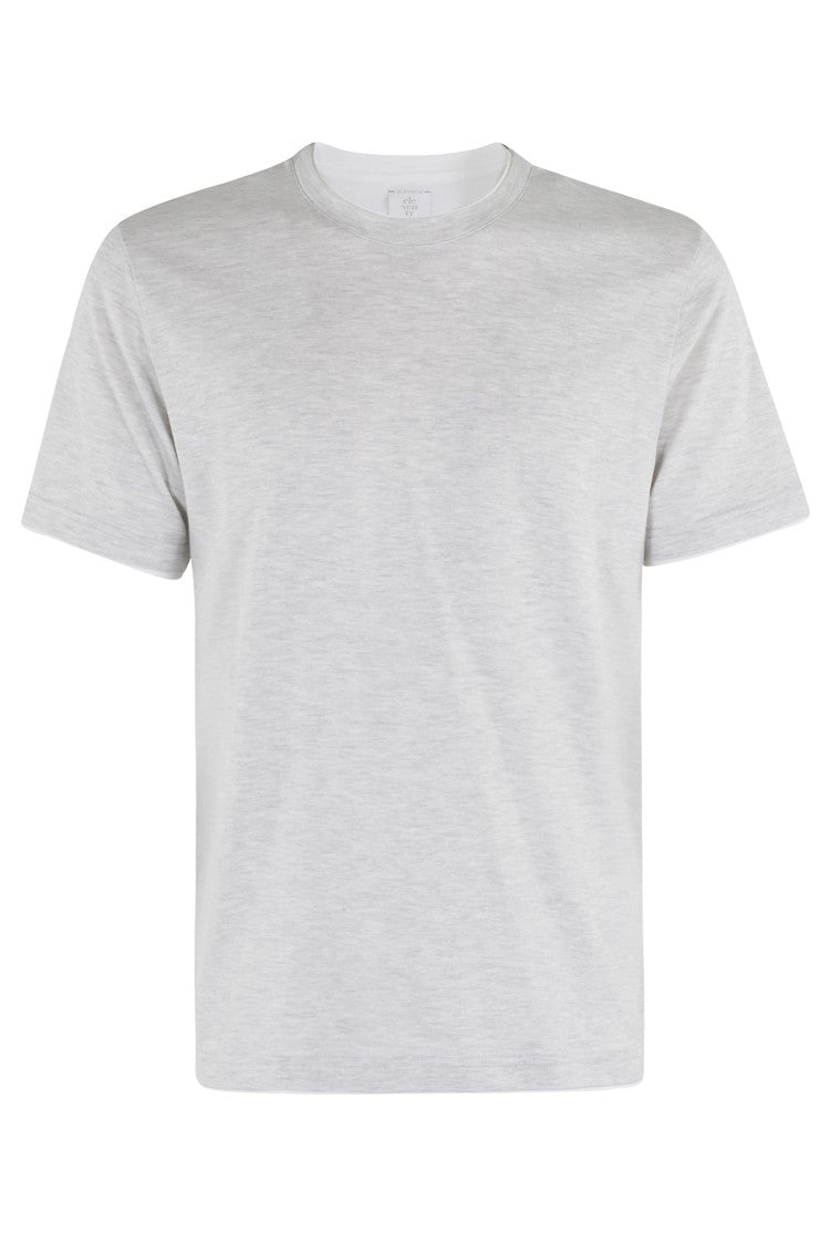 Eleventy Gray Layered Crewneck Cotton T-Shirt