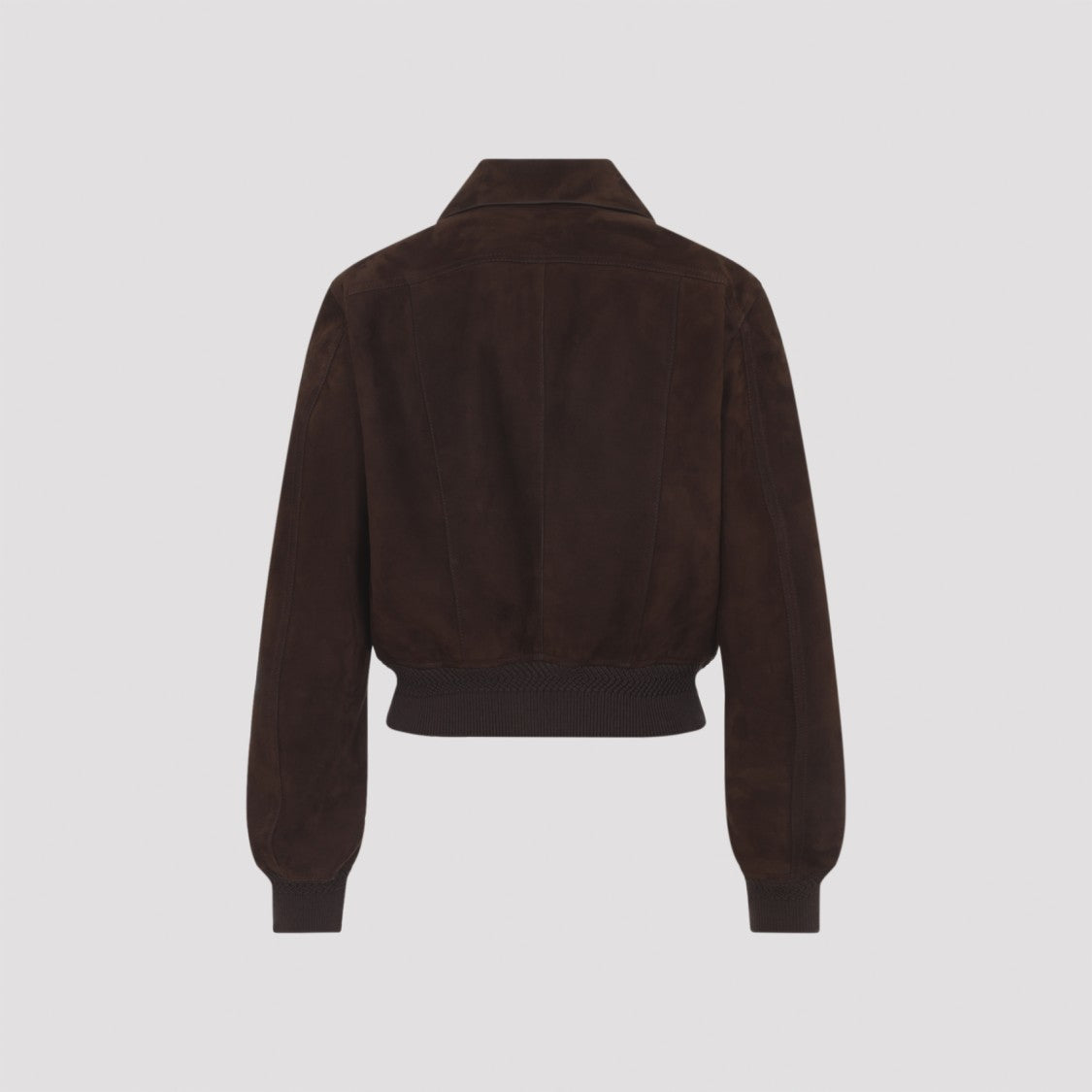 Tom Ford Brown Lamb Leather Jacket With Classic Collar And Ribbed Details