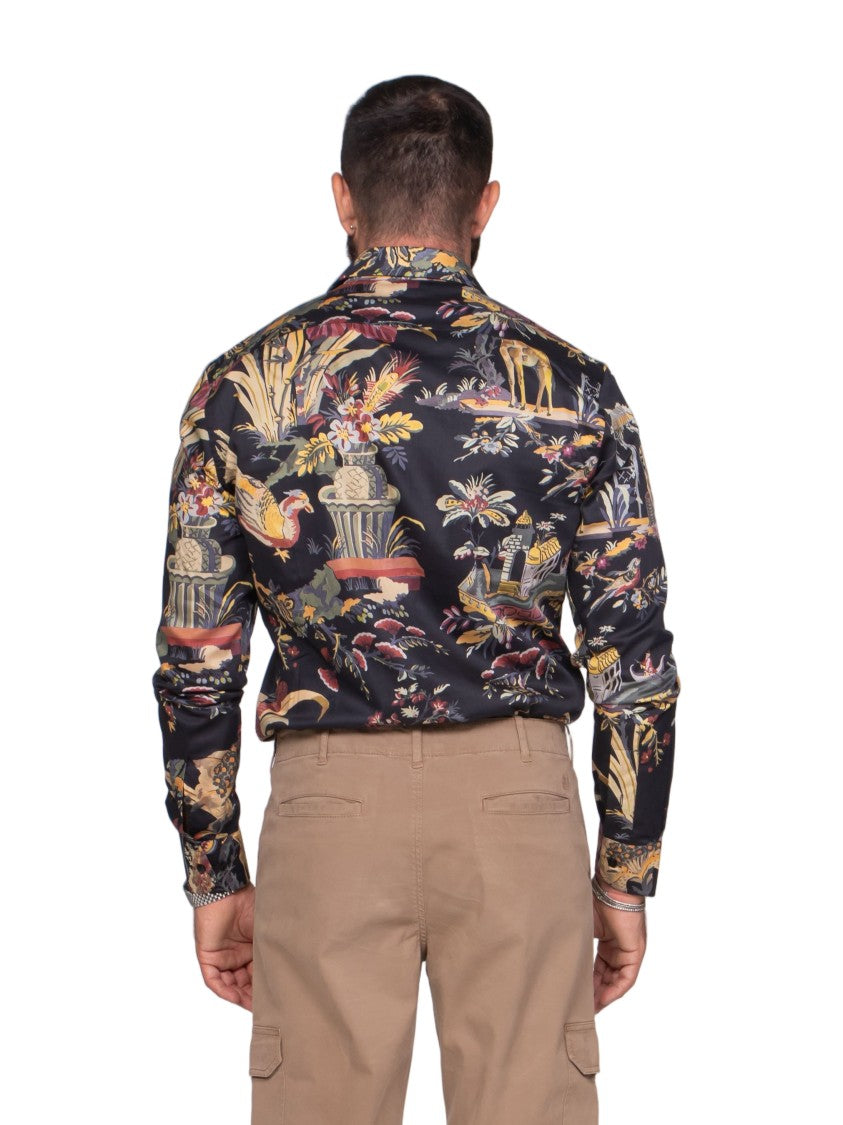 Etro Roma Long-Sleeve Slim-Fit Graphic Shirt