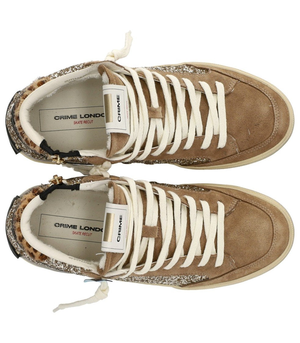 Crime London Sk8 Recut High Beige Sneaker
