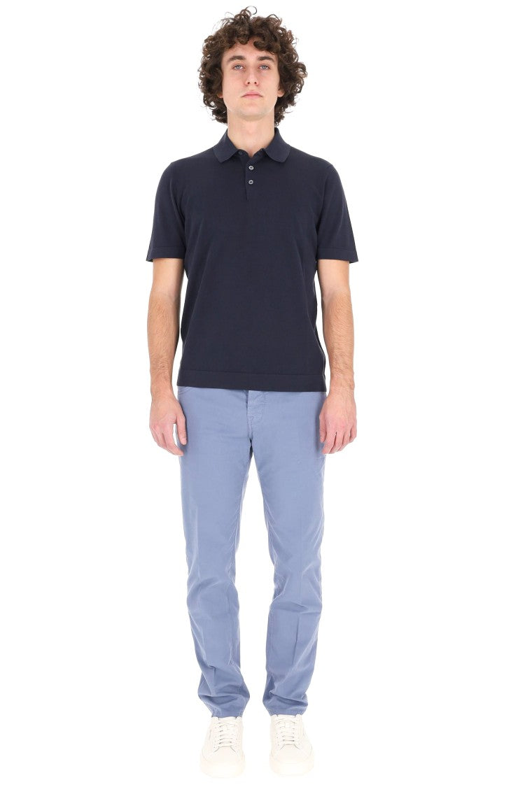 Drumohr Blue Ice Cotton Frosted Polo Shirt
