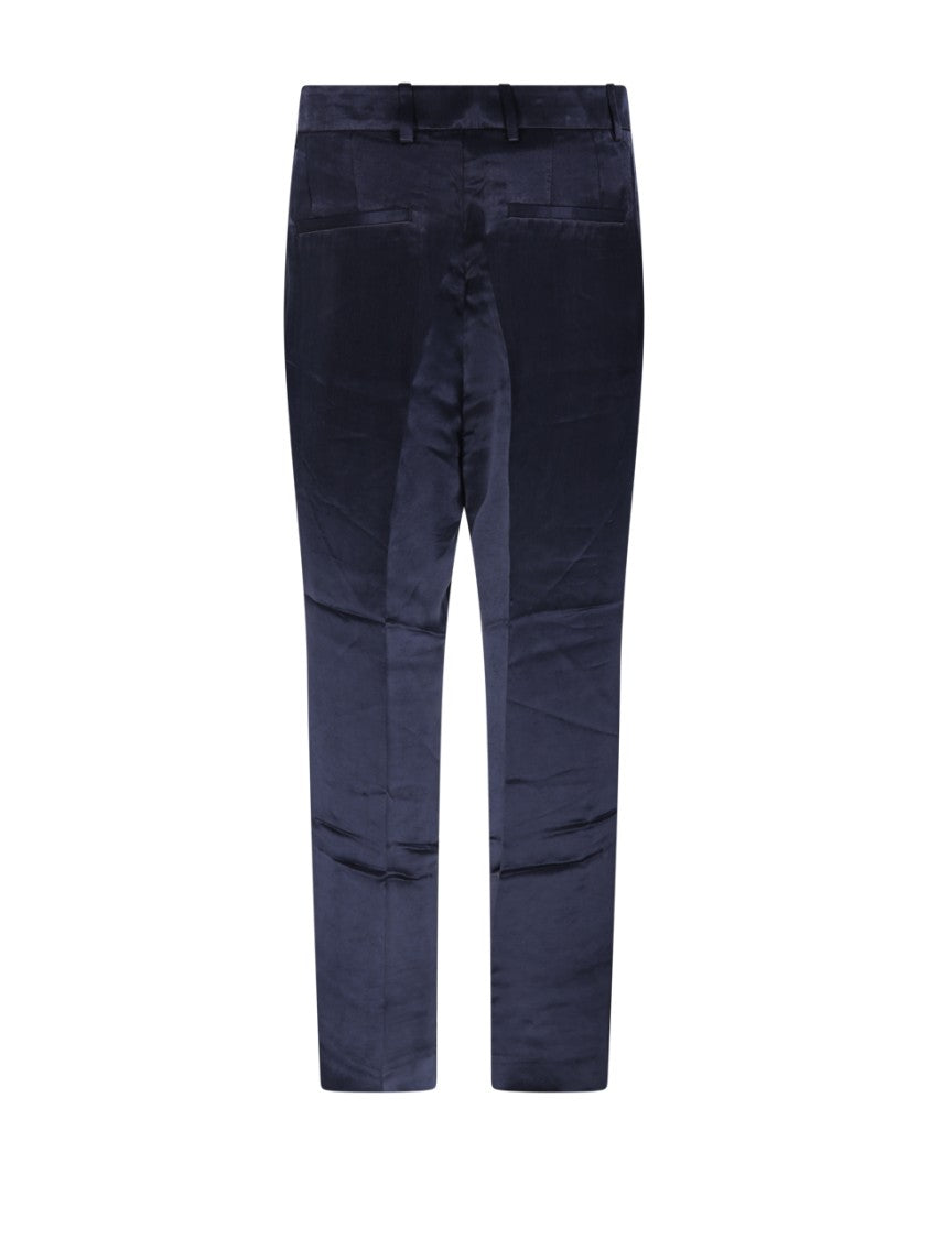 Marco Coppola Tailored Black Cupro Resort Pants With Front Pleats