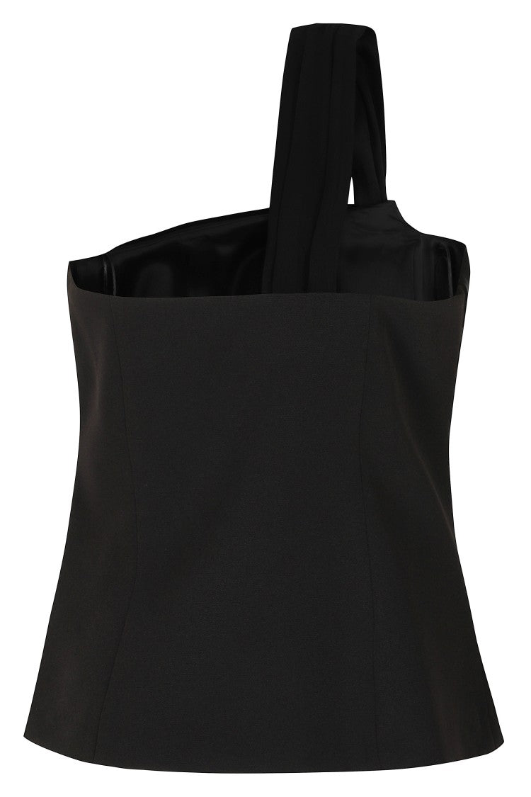 Federica Tosi Black Asymmetrical One-Shoulder Invisible Zipper Top