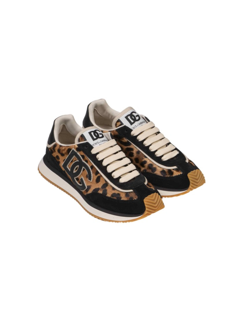 Dolce & Gabbana Pony Leopard Print Suede Low-Top Sneakers
