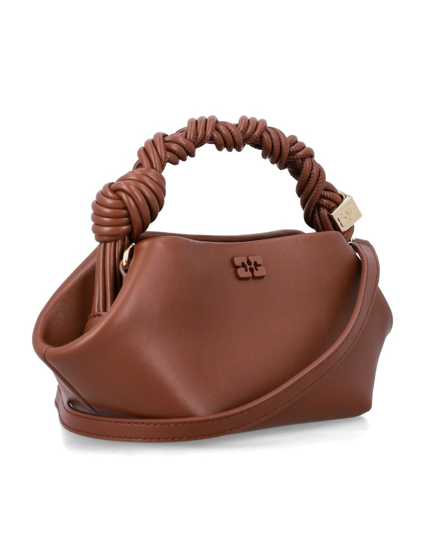 Ganni Twisted Handle Leather Shoulder Bag