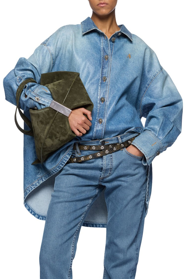 The Attico Loose-Fitting Denim Shirt With Clear Blue Wash